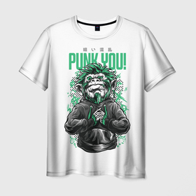 Мужская футболка 3D с принтом Punk you в Екатеринбурге, 100% полиэфир | прямой крой, круглый вырез горловины, длина до линии бедер | граффити | метал | обезьяна | панкрок | рок | стритарт
