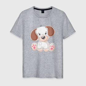 Мужская футболка хлопок с принтом Маленькая собачка в Курске, 100% хлопок | прямой крой, круглый вырез горловины, длина до линии бедер, слегка спущенное плечо. | пес | песик | собака | собачка | щенок