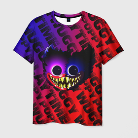 Мужская футболка 3D с принтом Хаги Ваги Топ в Петрозаводске, 100% полиэфир | прямой крой, круглый вырез горловины, длина до линии бедер | huggy monster run | wuggy | жесть | зубы | игра | ночь | хоррор
