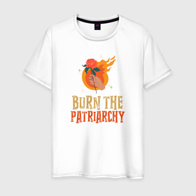 Мужская футболка хлопок с принтом Burn the Patriarchy в Санкт-Петербурге, 100% хлопок | прямой крой, круглый вырез горловины, длина до линии бедер, слегка спущенное плечо. | 8 марта | destroy patriarchy | интерсек | интерсекциональный | ирония | международный женский день | мизогиния | независимость | патриархат | равенство | радфем | сарказм | феминизм | феминист | феминистка