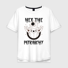 Мужская футболка хлопок Oversize с принтом Hex the patriarchy в Санкт-Петербурге, 100% хлопок | свободный крой, круглый ворот, “спинка” длиннее передней части | 8 марта | feminist | feminist witch | girl power | ведьма | интерсек | интерсекциональный | международный женский день | мизогиния | независимость | патриархат | радфем | феминизм | феминист | феминистка | хэллоуин