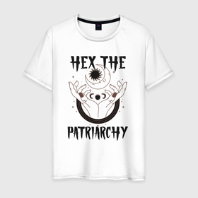 Мужская футболка хлопок с принтом Hex the patriarchy в Санкт-Петербурге, 100% хлопок | прямой крой, круглый вырез горловины, длина до линии бедер, слегка спущенное плечо. | 8 марта | feminist | feminist witch | girl power | ведьма | интерсек | интерсекциональный | международный женский день | мизогиния | независимость | патриархат | радфем | феминизм | феминист | феминистка | хэллоуин
