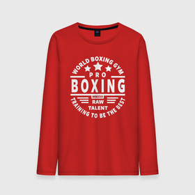 Мужской лонгслив хлопок с принтом PRO BOXING в Кировске, 100% хлопок |  | boxing | to box | бой | бокс | боксер | боксерский | нокаут | спорт | спортсмен | удар
