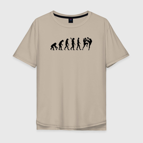 Мужская футболка хлопок Oversize с принтом Эволюция Муай Тай в Тюмени, 100% хлопок | свободный крой, круглый ворот, “спинка” длиннее передней части | muay thai | боевые искусства | боксер | кикбоксинг | муай тай | муайтай | спорт | тайский бокс | тайский боксер