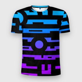 Мужская футболка 3D Slim с принтом Неоновая геометрия | Neon , 100% полиэстер с улучшенными характеристиками | приталенный силуэт, круглая горловина, широкие плечи, сужается к линии бедра | geometry | neon | геометрия | голограмма | квадраты | круг | линии | неон | неоновый | полоски | синий | фиолетовый | черный