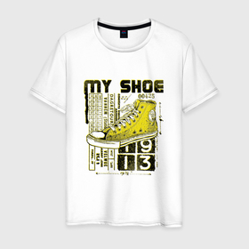 Мужская футболка хлопок с принтом My favorite sneakers в Петрозаводске, 100% хлопок | прямой крой, круглый вырез горловины, длина до линии бедер, слегка спущенное плечо. | fashion | hype | poster | sneakers | кеды | мода | постер | хайп