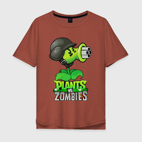 Мужская футболка хлопок Oversize с принтом Plants vs. Zombies Горохомёт , 100% хлопок | свободный крой, круглый ворот, “спинка” длиннее передней части | plants vs zombies | горохомёт | зомби | игра | компьютерная игра | против | растения | растения против зомби