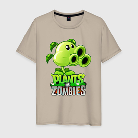 Мужская футболка хлопок с принтом Plants vs. Zombies Тристрел в Тюмени, 100% хлопок | прямой крой, круглый вырез горловины, длина до линии бедер, слегка спущенное плечо. | plants vs zombies | зомби | игра | компьютерная игра | против | растения | растения против зомби | тристрел