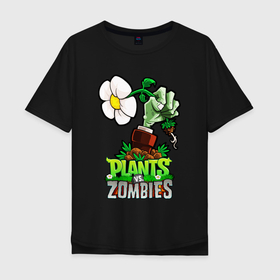 Мужская футболка хлопок Oversize с принтом Plants vs. Zombies рука зомби в Новосибирске, 100% хлопок | свободный крой, круглый ворот, “спинка” длиннее передней части | plants vs zombies | зомби | игра | компьютерная игра | против | растения | растения против зомби | рука