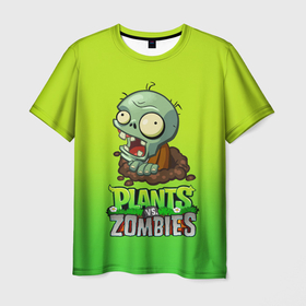 Мужская футболка 3D с принтом Plants vs. Zombies зомби в Тюмени, 100% полиэфир | прямой крой, круглый вырез горловины, длина до линии бедер | plants vs zombies | зомби | игра | компьютерная игра | против | растения | растения против зомби