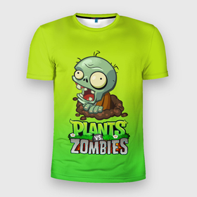 Мужская футболка 3D Slim с принтом Plants vs. Zombies зомби в Тюмени, 100% полиэстер с улучшенными характеристиками | приталенный силуэт, круглая горловина, широкие плечи, сужается к линии бедра | Тематика изображения на принте: plants vs zombies | зомби | игра | компьютерная игра | против | растения | растения против зомби