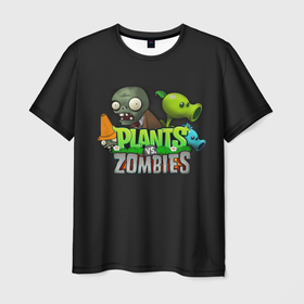 Мужская футболка 3D с принтом Персонажи Plants vs. Zombies в Тюмени, 100% полиэфир | прямой крой, круглый вырез горловины, длина до линии бедер | plants vs zombies | зомби | игра | компьютерная игра | против | растения | растения против зомби