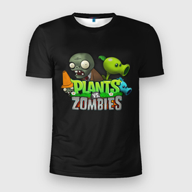 Мужская футболка 3D Slim с принтом Персонажи Plants vs. Zombies в Тюмени, 100% полиэстер с улучшенными характеристиками | приталенный силуэт, круглая горловина, широкие плечи, сужается к линии бедра | Тематика изображения на принте: plants vs zombies | зомби | игра | компьютерная игра | против | растения | растения против зомби