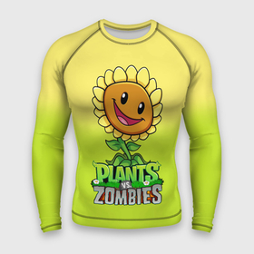 Мужской рашгард 3D с принтом Plants vs. Zombies  Подсолнух ,  |  | plants vs zombies | зомби | игра | компьютерная игра | подсолнух | против | растения | растения против зомби