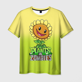 Мужская футболка 3D с принтом Plants vs. Zombies   Подсолнух в Кировске, 100% полиэфир | прямой крой, круглый вырез горловины, длина до линии бедер | Тематика изображения на принте: plants vs zombies | зомби | игра | компьютерная игра | подсолнух | против | растения | растения против зомби