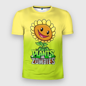 Мужская футболка 3D Slim с принтом Plants vs. Zombies   Подсолнух в Тюмени, 100% полиэстер с улучшенными характеристиками | приталенный силуэт, круглая горловина, широкие плечи, сужается к линии бедра | Тематика изображения на принте: plants vs zombies | зомби | игра | компьютерная игра | подсолнух | против | растения | растения против зомби