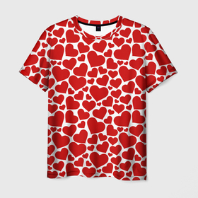 Мужская футболка 3D с принтом Красные Сердечки (LOVE) в Курске, 100% полиэфир | прямой крой, круглый вырез горловины, длина до линии бедер | love | амур | афродита | валентинка | влюбленность | вторая половинка | д | день святого валентина | купидон | любовь | нежность | отношения | подарок любви | поцелуй | праздник любви | розы | романтика