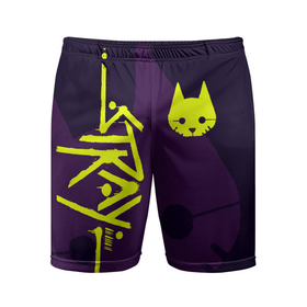 Мужские шорты спортивные с принтом Stray (лого) ,  |  | stray | игры | кот | котик | неон | стрей