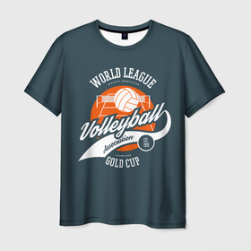 Мужская футболка 3D с принтом Volleyball (Волейбол) в Новосибирске, 100% полиэфир | прямой крой, круглый вырез горловины, длина до линии бедер | a game | ball | championship | club | league | playground | sport | team | tournament | volleyball | волейбол | волейбольный мяч | игра | клуб | лига | площадка | спорт | турнир | чемпионат