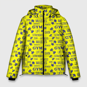 Мужская зимняя куртка 3D с принтом GYM (Спортзал) в Тюмени, верх — 100% полиэстер; подкладка — 100% полиэстер; утеплитель — 100% полиэстер | длина ниже бедра, свободный силуэт Оверсайз. Есть воротник-стойка, отстегивающийся капюшон и ветрозащитная планка. 

Боковые карманы с листочкой на кнопках и внутренний карман на молнии. | Тематика изображения на принте: bodybuilding | crossfit | fitness | gymnastics | physical culture | powerlifting | spor | атлетика | бодибилдинг | гантели | гимнастика | гиря | йога | качалка | кроссфит | мускулы | мышцы | пауэрлифтинг | сила | спорт | спортзал
