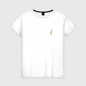 Женская футболка хлопок с принтом Лаванда мини в Санкт-Петербурге, 100% хлопок | прямой крой, круглый вырез горловины, длина до линии бедер, слегка спущенное плечо | flower | lavanda | lavander | лаванда | миниатюра | цветок