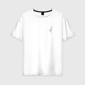 Женская футболка хлопок Oversize с принтом Лаванда мини в Курске, 100% хлопок | свободный крой, круглый ворот, спущенный рукав, длина до линии бедер
 | flower | lavanda | lavander | лаванда | миниатюра | цветок