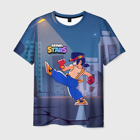 Мужская футболка 3D с принтом ФЭНГ КАРАТИСТ BRAWL STARS в Тюмени, 100% полиэфир | прямой крой, круглый вырез горловины, длина до линии бедер | brawl | brawl stars | brawlstars | fang | бравлстарс | фанг | фанк | фэнг