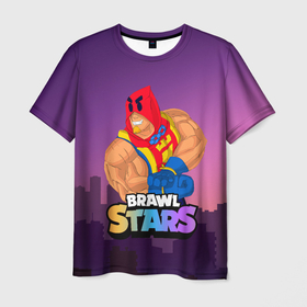 Мужская футболка 3D с принтом GROM BRAWL STARS NIGHT CITY в Курске, 100% полиэфир | прямой крой, круглый вырез горловины, длина до линии бедер | brawl | brawl stars | brawlstars | grom | бравлстарс | гром