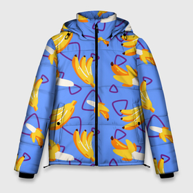 Мужская зимняя куртка 3D с принтом Спелые бананы в Белгороде, верх — 100% полиэстер; подкладка — 100% полиэстер; утеплитель — 100% полиэстер | длина ниже бедра, свободный силуэт Оверсайз. Есть воротник-стойка, отстегивающийся капюшон и ветрозащитная планка. 

Боковые карманы с листочкой на кнопках и внутренний карман на молнии. | Тематика изображения на принте: банан | бананы | клипарт | лето | паттерн | фрукты