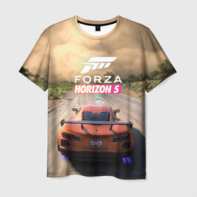 Мужская футболка 3D с принтом Forza Horizon 5 Игра в Екатеринбурге, 100% полиэфир | прямой крой, круглый вырез горловины, длина до линии бедер | forza | forza horizon 5 | horizon | гонка | гонки | гоночный | игра | симулятор | форза | форза хорайзен | форса | хорайзон