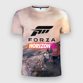 Мужская футболка 3D Slim с принтом Форза Forza horizon 5 в Кировске, 100% полиэстер с улучшенными характеристиками | приталенный силуэт, круглая горловина, широкие плечи, сужается к линии бедра | forza | forza horizon 5 | horizon | видео игра | форза