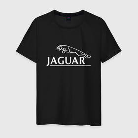 Мужская футболка хлопок с принтом Jaguar, Ягуар Логотип в Курске, 100% хлопок | прямой крой, круглый вырез горловины, длина до линии бедер, слегка спущенное плечо. | cars | cx17 | cx75 concept | cxf | epace | fpace | jaguar | land | r2 | r3 | r4 | r5 | rd6 | rover r1 | xkr 75 | авто | автомобиль | лого | машина | тачка | эмблема | ягуар