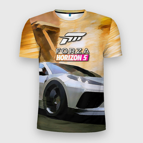 Мужская футболка 3D Slim с принтом Игрище Forza Horizon 5 в Новосибирске, 100% полиэстер с улучшенными характеристиками | приталенный силуэт, круглая горловина, широкие плечи, сужается к линии бедра | forza horizon 5 | forza horizon 5 car | игра forza horizon 5 | игра форза хоризон | машины forza horizon 5 | машины форза хоризон 5 | форза хоризон