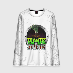Мужской лонгслив 3D с принтом Plants vs. Zombies логотип в Тюмени, 100% полиэстер | длинные рукава, круглый вырез горловины, полуприлегающий силуэт | Тематика изображения на принте: plants vs zombies | зомби | игра | компьютерная игра | против | растения | растения против зомби