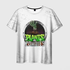 Мужская футболка 3D с принтом Plants vs. Zombies логотип в Тюмени, 100% полиэфир | прямой крой, круглый вырез горловины, длина до линии бедер | plants vs zombies | зомби | игра | компьютерная игра | против | растения | растения против зомби