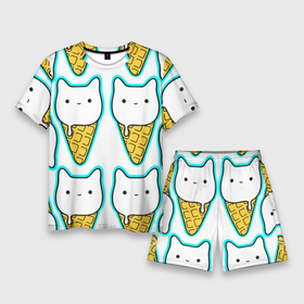 Мужской костюм с шортами 3D с принтом Гигантские коты мороженое в Белгороде,  |  | ice cream | вафля | киса | киска | кот | котейка | котик | котэ | кошечка | кошка | мороженко | мороженое | пломбир | эскимо