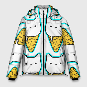 Мужская зимняя куртка 3D с принтом Гигантские коты мороженое в Петрозаводске, верх — 100% полиэстер; подкладка — 100% полиэстер; утеплитель — 100% полиэстер | длина ниже бедра, свободный силуэт Оверсайз. Есть воротник-стойка, отстегивающийся капюшон и ветрозащитная планка. 

Боковые карманы с листочкой на кнопках и внутренний карман на молнии. | Тематика изображения на принте: ice cream | вафля | киса | киска | кот | котейка | котик | котэ | кошечка | кошка | мороженко | мороженое | пломбир | эскимо