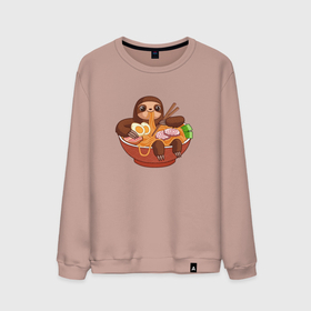 Мужской свитшот хлопок с принтом Cute Sloth Ramen Noodles в Санкт-Петербурге, 100% хлопок |  | anime | japanese | kawaii | аниме | еда | животные | лапша | ленивец | милый | рамен | суши | япония