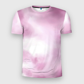Мужская футболка 3D Slim с принтом Tie dye Pink в Тюмени, 100% полиэстер с улучшенными характеристиками | приталенный силуэт, круглая горловина, широкие плечи, сужается к линии бедра | Тематика изображения на принте: tie dye | абстрактный узор | абстракция | акварель | в тренде | облака | розовый | тай дай