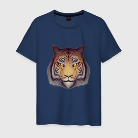 Мужская футболка хлопок с принтом Амурский тигр 2022 в Белгороде, 100% хлопок | прямой крой, круглый вырез горловины, длина до линии бедер, слегка спущенное плечо. | 2022 | cat | kitten | tiger | голова тигра | кот | тигр | цветной