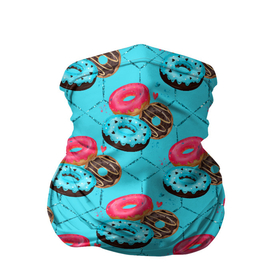 Бандана-труба 3D с принтом Яркие пончики в Новосибирске, 100% полиэстер, ткань с особыми свойствами — Activecool | плотность 150‒180 г/м2; хорошо тянется, но сохраняет форму | вкусно | десерт | клипарт | паттерн | пончик | пончики | сладкий | сладости