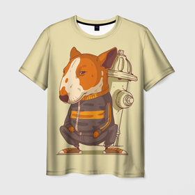 Мужская футболка 3D с принтом На кортах в Кировске, 100% полиэфир | прямой крой, круглый вырез горловины, длина до линии бедер | бультерьер | животное | на кортах | по пацански | реальные пацаны | собака