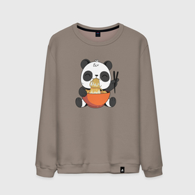 Мужской свитшот хлопок с принтом Cute Panda Eating Ramen в Кировске, 100% хлопок |  | anime | food | kawaii | аниме | еда | звери | китай | лапша | милый | мимими | панда | рамен | япония