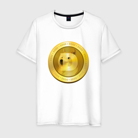 Мужская футболка хлопок с принтом Dogecoin White , 100% хлопок | прямой крой, круглый вырез горловины, длина до линии бедер, слегка спущенное плечо. | crupto | cryptocurrency | dogecoin | tothemoon | догекоин | доджкоин | крипта | криптовалюта