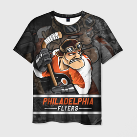 Мужская футболка 3D с принтом Филадельфия Флайерз, Philadelphia Flyers в Санкт-Петербурге, 100% полиэфир | прямой крой, круглый вырез горловины, длина до линии бедер | flyers | hockey | nhl | philadelphia | philadelphia flyers | usa | нхл | спорт | сша | филадельфия | филадельфия флайерз | флайерз | хоккей | шайба