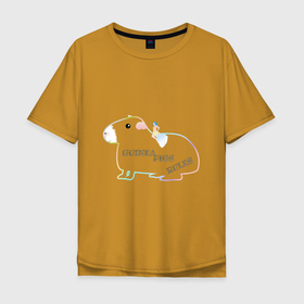 Мужская футболка хлопок Oversize с принтом Морские свинки рулят в Новосибирске, 100% хлопок | свободный крой, круглый ворот, “спинка” длиннее передней части | волшебство | всадница | девушка | женщина | животное | зверь | любимец | мило | милота | морская свинка | наездница | питомец | свинка | сказка