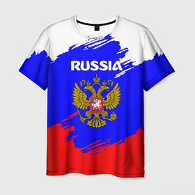 Мужская футболка 3D с принтом Russia Геометрия. в городе Новоалтайск, 100% полиэфир | прямой крой, круглый вырез горловины, длина до линии бедер | russia | ussr | герб | патриотизм | россия | ссср | флаг россии | я русский