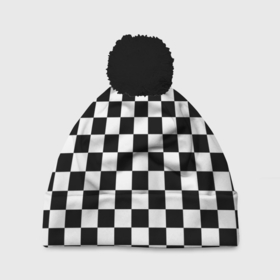 Шапка 3D c помпоном с принтом Chess Squares Cubes в Белгороде, 100% полиэстер | универсальный размер, печать по всей поверхности изделия | abstrakt | chess | king | queen | texture | абстракция | геометрия | доска | клетка | королева | паттерн | полигоны | текстура | фигуры | ход королевы | шахматы