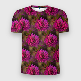 Мужская футболка 3D Slim с принтом Полевые цветы паттерн в Тюмени, 100% полиэстер с улучшенными характеристиками | приталенный силуэт, круглая горловина, широкие плечи, сужается к линии бедра | бутоны | лето | полевые цветы | сад | садовые цветы | цветочки | цветы