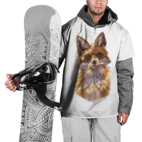 Накидка на куртку 3D с принтом Fox with a garland в Петрозаводске, 100% полиэстер |  | Тематика изображения на принте: fox | гирлянда | животные | лиса | новый год